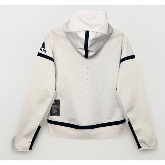 Adidas Z.N.E. Jacket Women MD Cream Beige Tech Full Zip Hoodie Reversible CE1945 - Picture 2 of 8